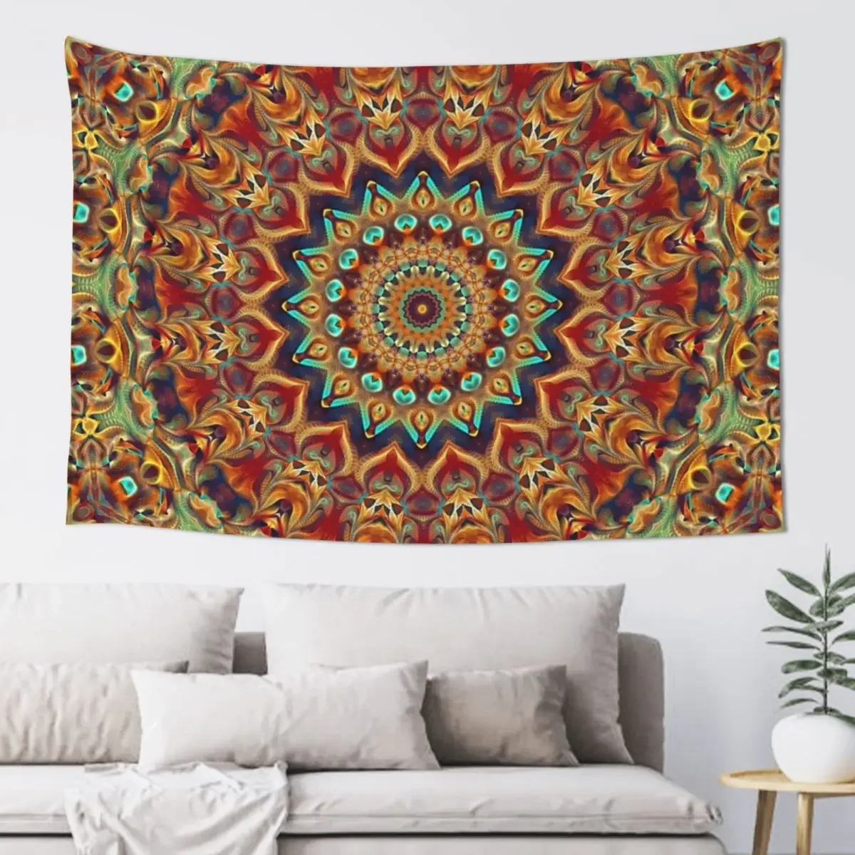 Flower Of Life Mandala (Red Clay) Tapestry Wall Decor Room Decorator Tapestry