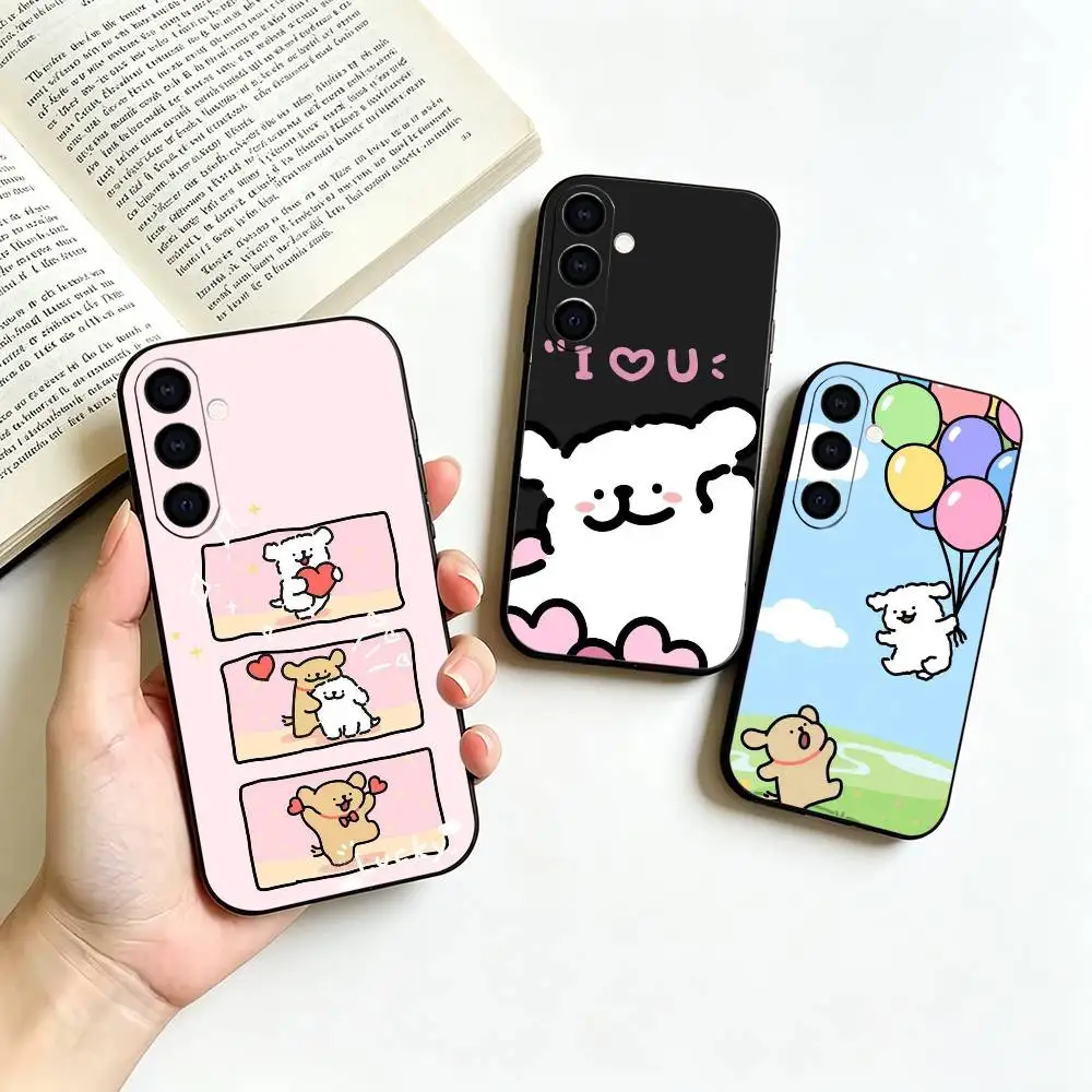 Cartoon Line M-Maltese Dogs Phone Case For Samsung Galaxy A73, A72,A70,A53,A52,A51,Soft Silicone Black Cover