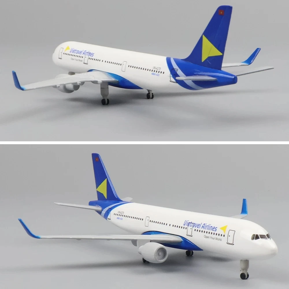 Metal Aircraft Model 20 Cm 1:400 Yueyue A321 Metal Replica Alloy Material With Landing Gear Toys Collectibles Birthday Gift