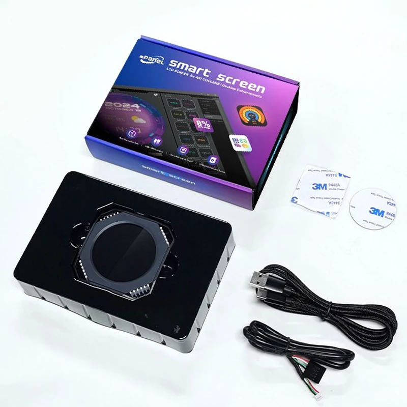 Desktop Gamer Secondary Monitor 2.1'' PC DIY Dynamic Video Customizable Themes, with Ambient Lighting for CPU Watercooler Cover