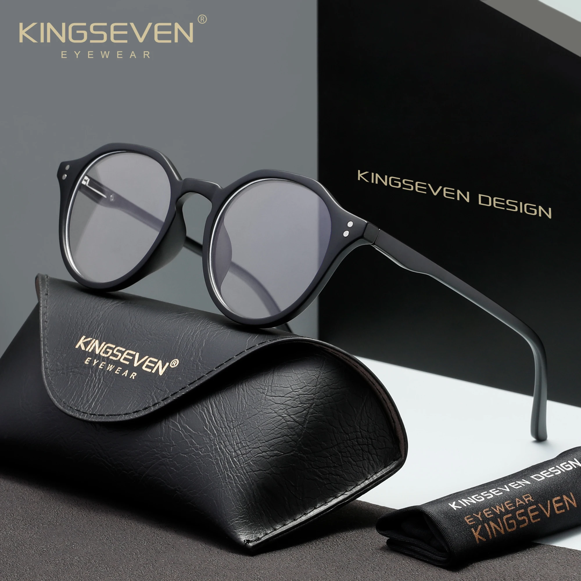 KINGSEVEN Round Retro Anti Blue Light Glasses For Men Women Classical Working Computer Protection Reading Eyeglasses