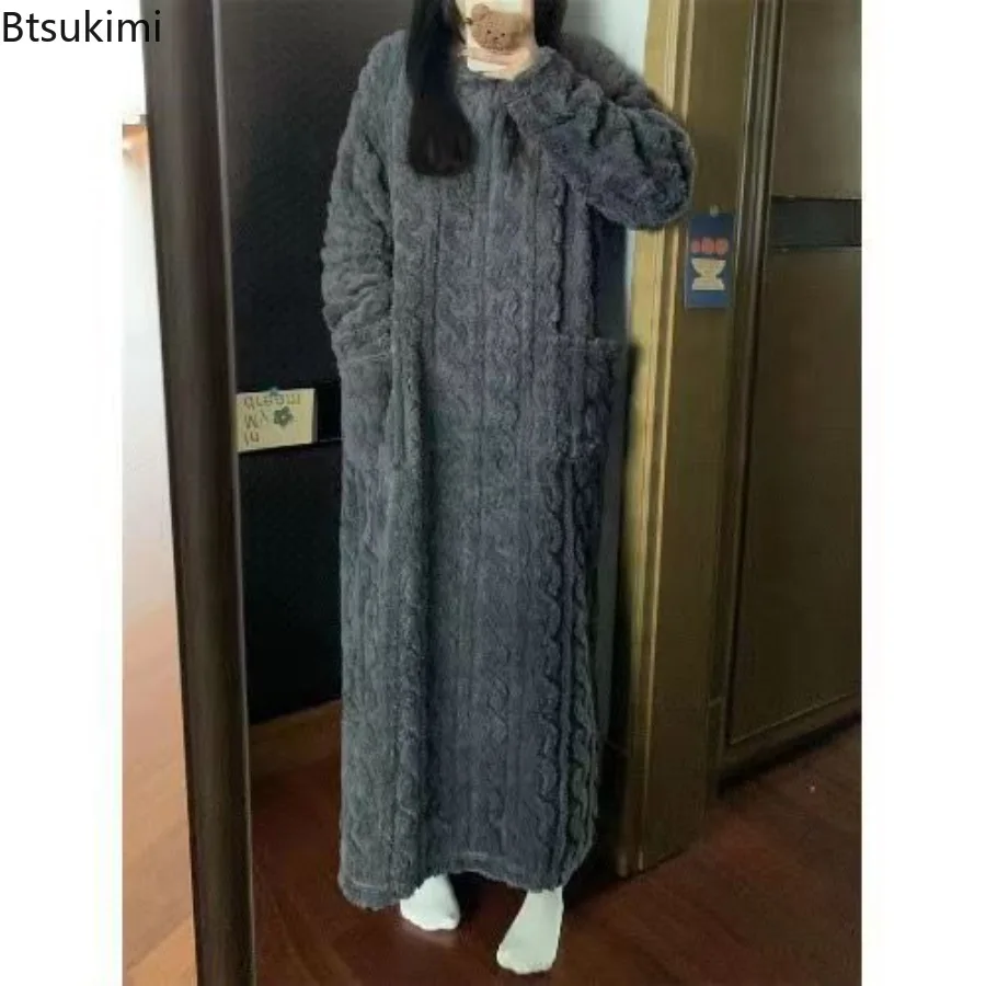 2026 بيجامة نسائية ملابس نوم دافئة فستان نوم من الفلانيل فستان سهرة سميك ثوب نوم ملابس نوم شتوية ملابس منزلية جديدة للنساء #2