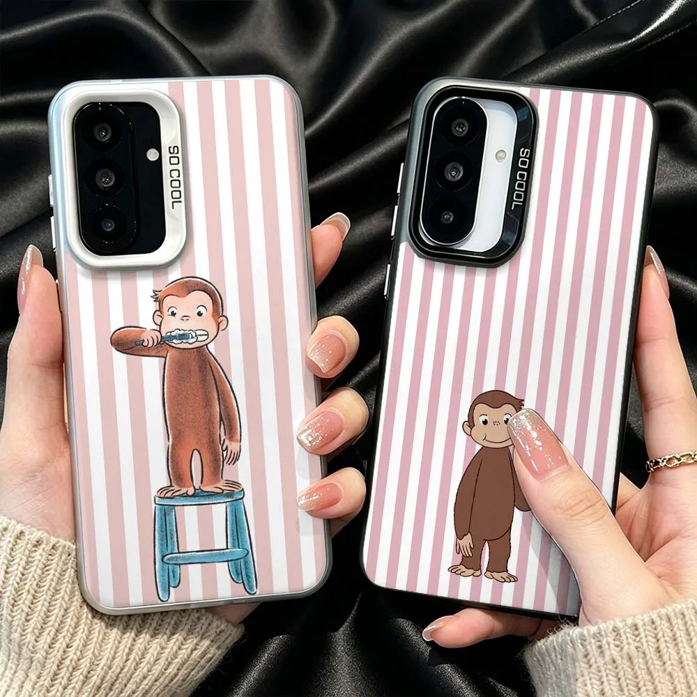 Cartoon Striped Monkey Phone Case For Samsung Galaxy Note 20 A73 A72 A71 A56 A55 A54 A53 A52 A51 A50 A36 A35 A33 A32 A34 A31