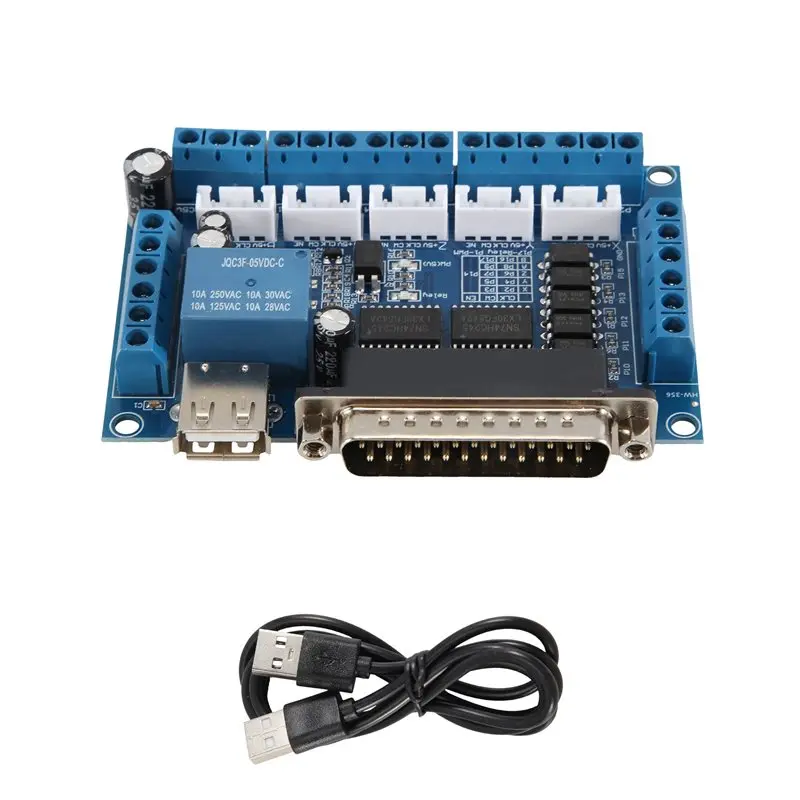 AB13-MACH3 Interface Board CNC 5 Axis With Optocoupler Adapter Stepper Motor Driver + USB Cable