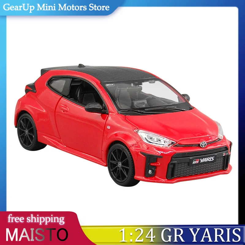 

Maisto 1:24 Toyota GR Yaris Meritor 2021, литая под давлением модель из сплава печени, реплика в стиле красного ралли, коллекционное издание с статическим дисплеем