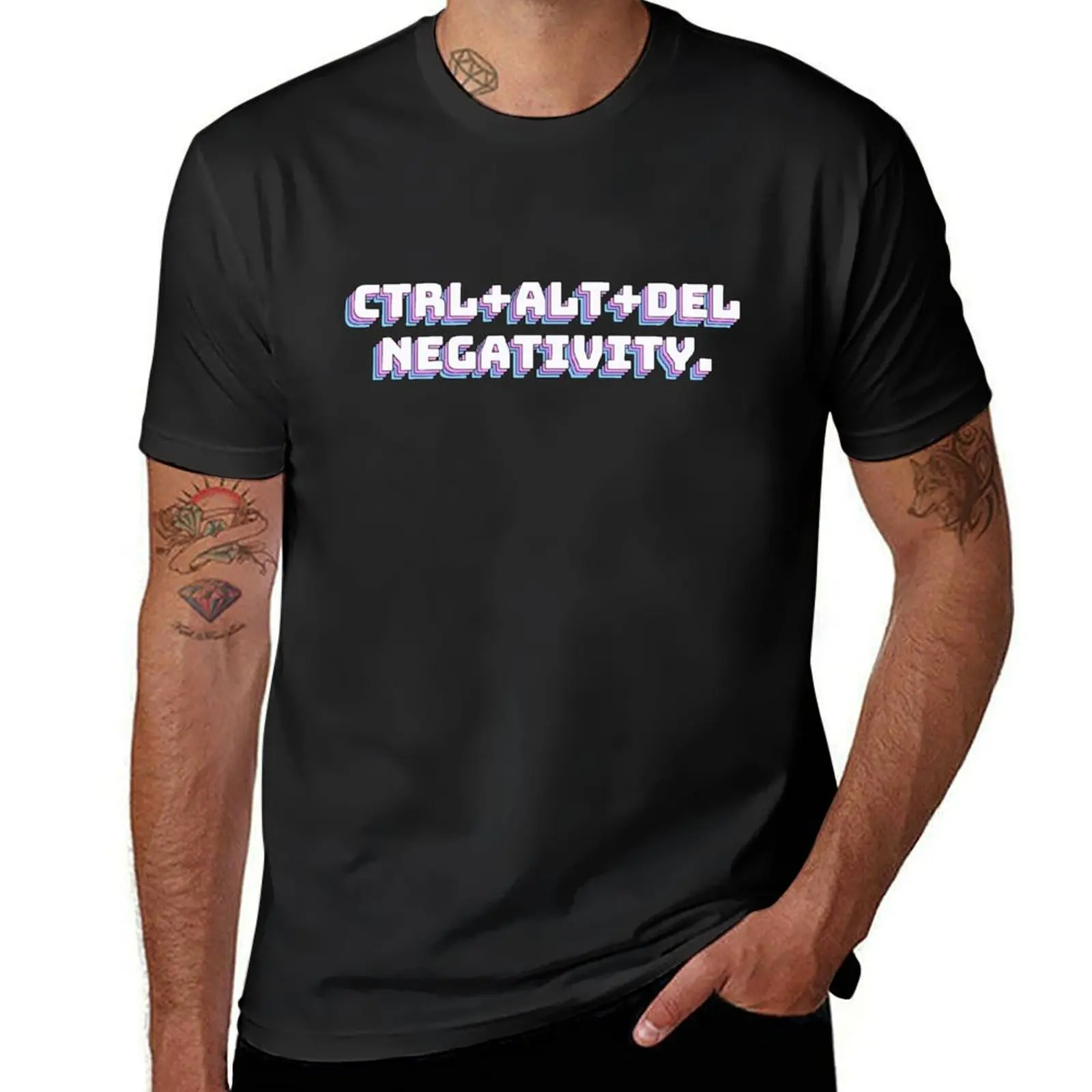 

Ctrl+Alt+Del Negativity. T-Shirt vintage korean fashion plain white t shirts men