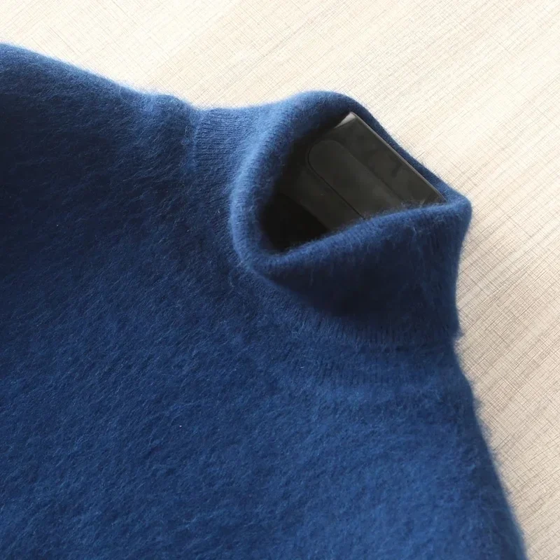 Man Jumpers 100% Mink Cashmere Knitted Sweaters Hot Sale Soft Turtleneck Winter Thick Warm 8Colors Men Sweater