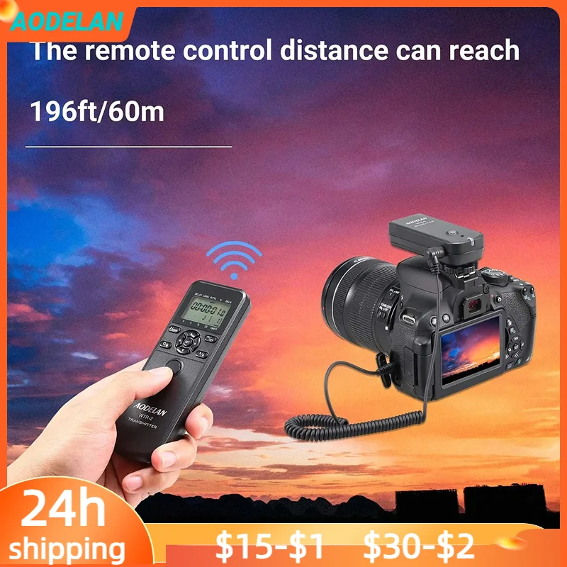 AODELAN WTR-2 Wireless Timer Lapse Intervalometer Remote Control Shutter Release For Canon Nikon Sony Panasonic Fujifilm Cameras