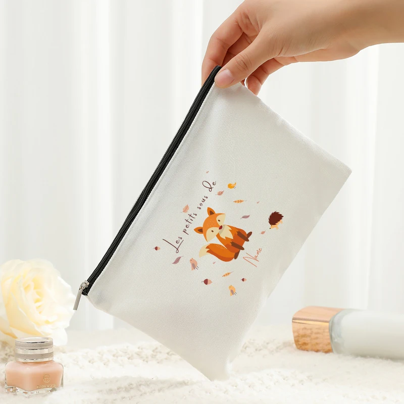 

Customizable with Name Fox Patterns Makeup Bag Toiletry Cosmetic Pouch Travel Organizer Friend Childrens Birthday Christmas Gift