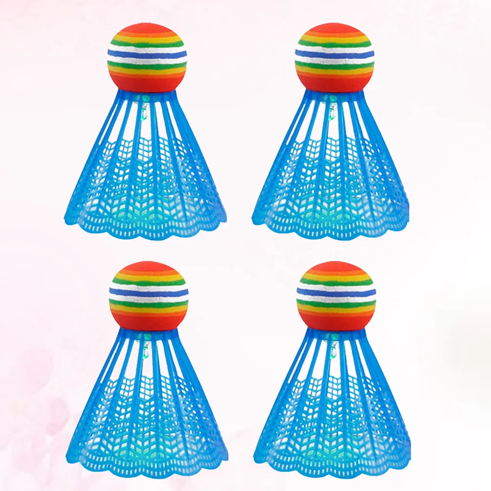 4 قطع LED ليلة توهج الريشة الريشة دائم النايلون ممارسة اللياقة البدنية في الهواء الطلق داخلي اللعب الريشة للمدرسة