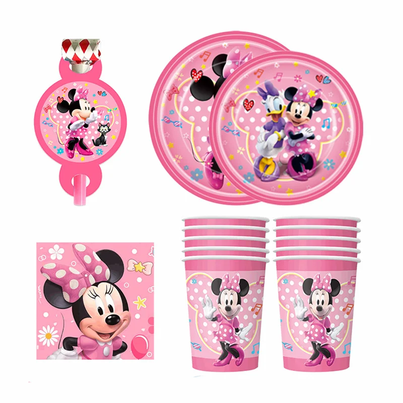 ديزني ميني ماوس الكرتون تحت عنوان الاطفال حفلة عيد ميلاد لوازم مجموعة أطباق ورقية مفرش المائدة راية سكين الشوك ملاعق المتاح #6