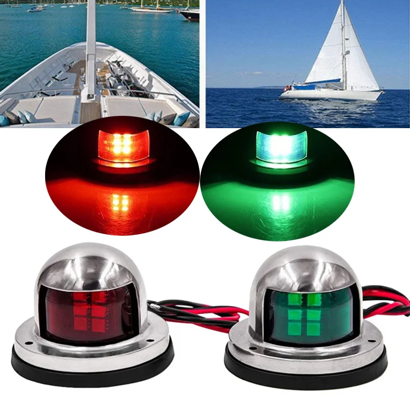 2pcs Red & Green Boat Light 12V LED Bow Navigation Light Red Green Sailing Signal Light For Marine For Boat Yacht Warning Light