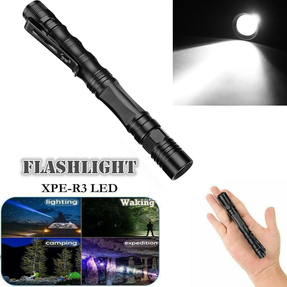 1PC Mini Pen LED Flashlight Waterproof Pocket Torch Powerful LED Lantern AAA/AA/18650 Battery Powerful Led for Camping Hunting