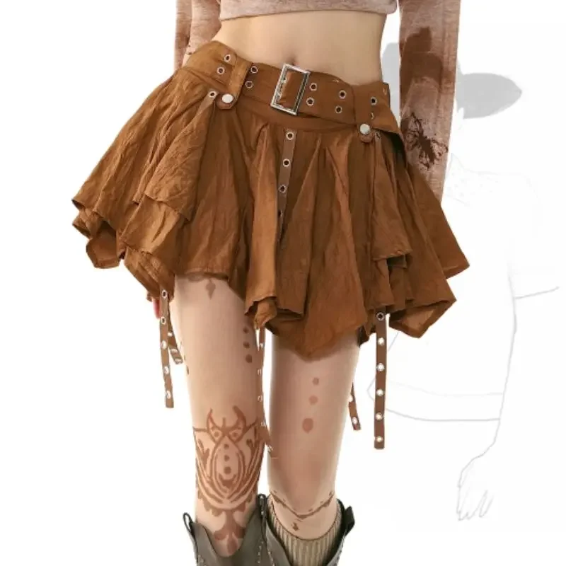 

2024 Summer Y2K Sexy Women Pleated Skirts Harajuku Style A-Line Short Skirts Female Vintage Mini Skirt Club Irregular Skirts