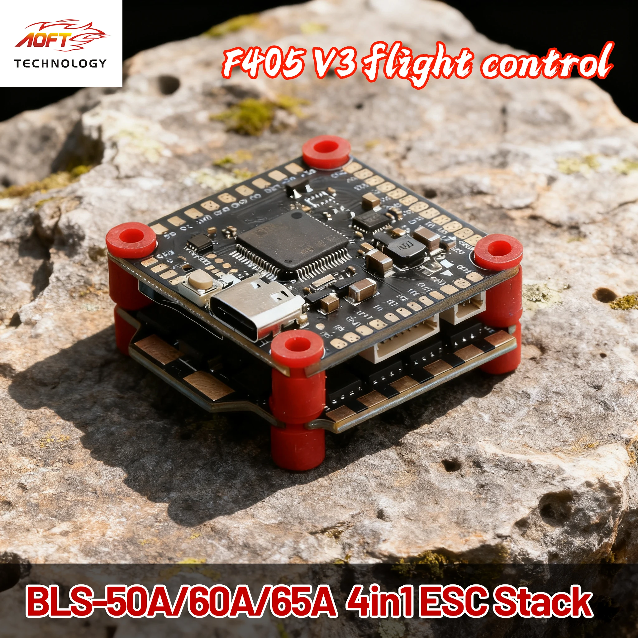 ชุดควบคุมการบิน F4V3S F405 50A/60A/65A 4in1 BLheli_S ESC 2-6S Lipo Stack Board พร้อมบารอมิเตอร์และ OSD สำหรับโดรนแข่ง FPV และควอดคอปเตอร์