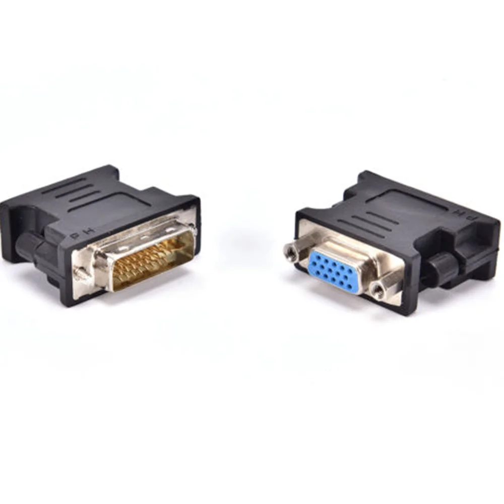 Professional Black DVI TO VGA Adaptor DVI-A / DVI-I SVGA HD15 Analog Monitor Adapter Converter TS