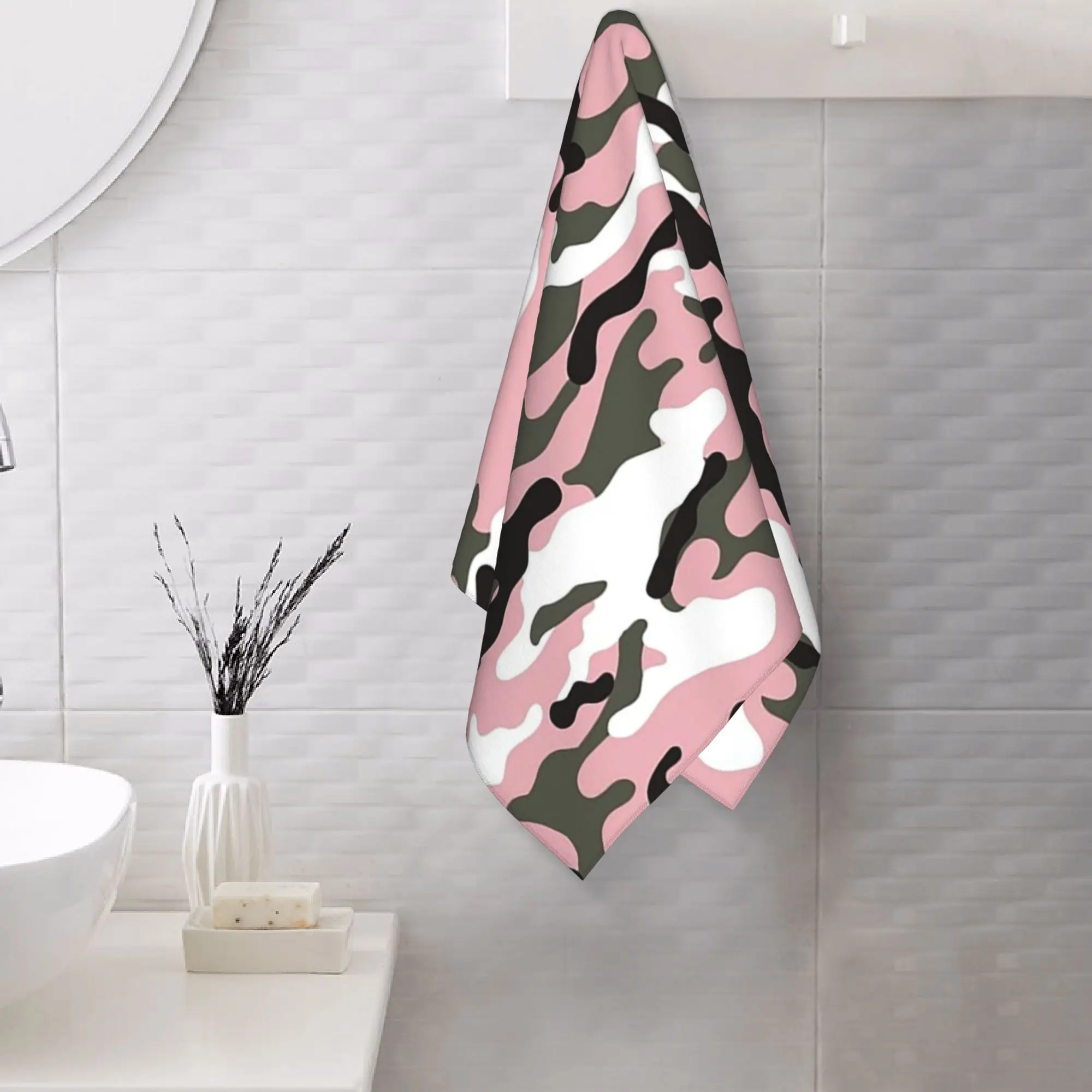 Custom Pink Military Camo Pattern Girls Texture Squad Background Soft Face Towel Quick Dry Pool Bath Cotton Towels Breathable