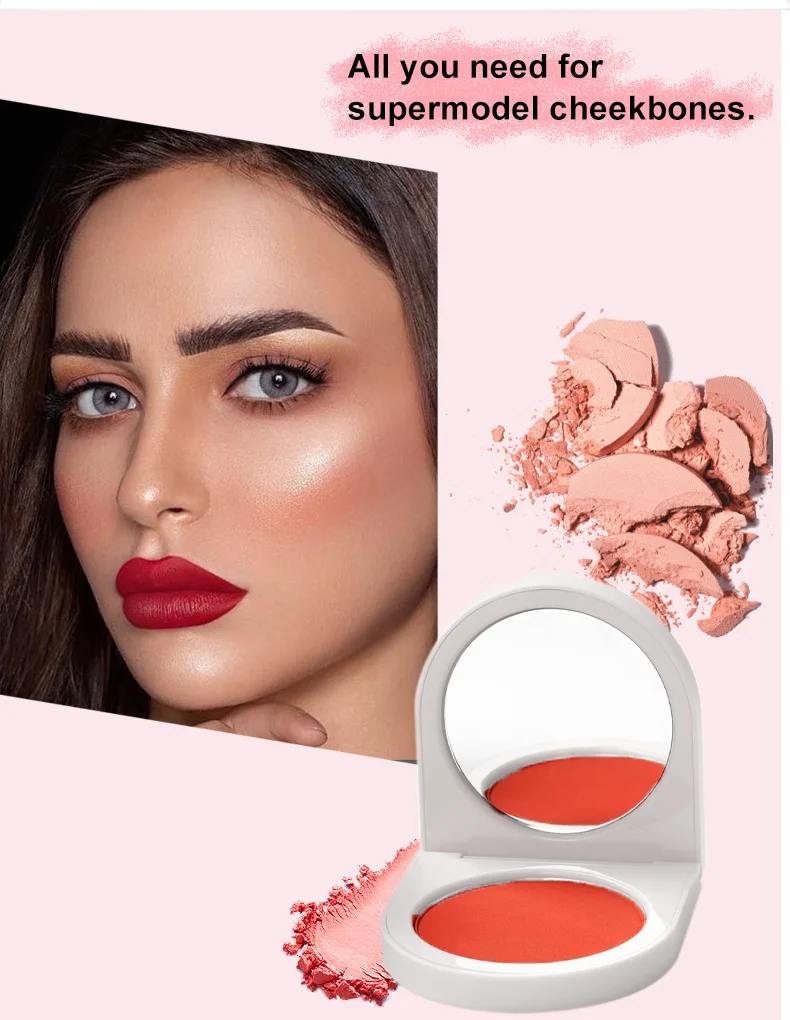 Matte Face Blusher Custom Logo Nourishing Facial Cheek Contour Peach Blush Palette Women Powder Makeup Cosmetics Bulk 30pcs