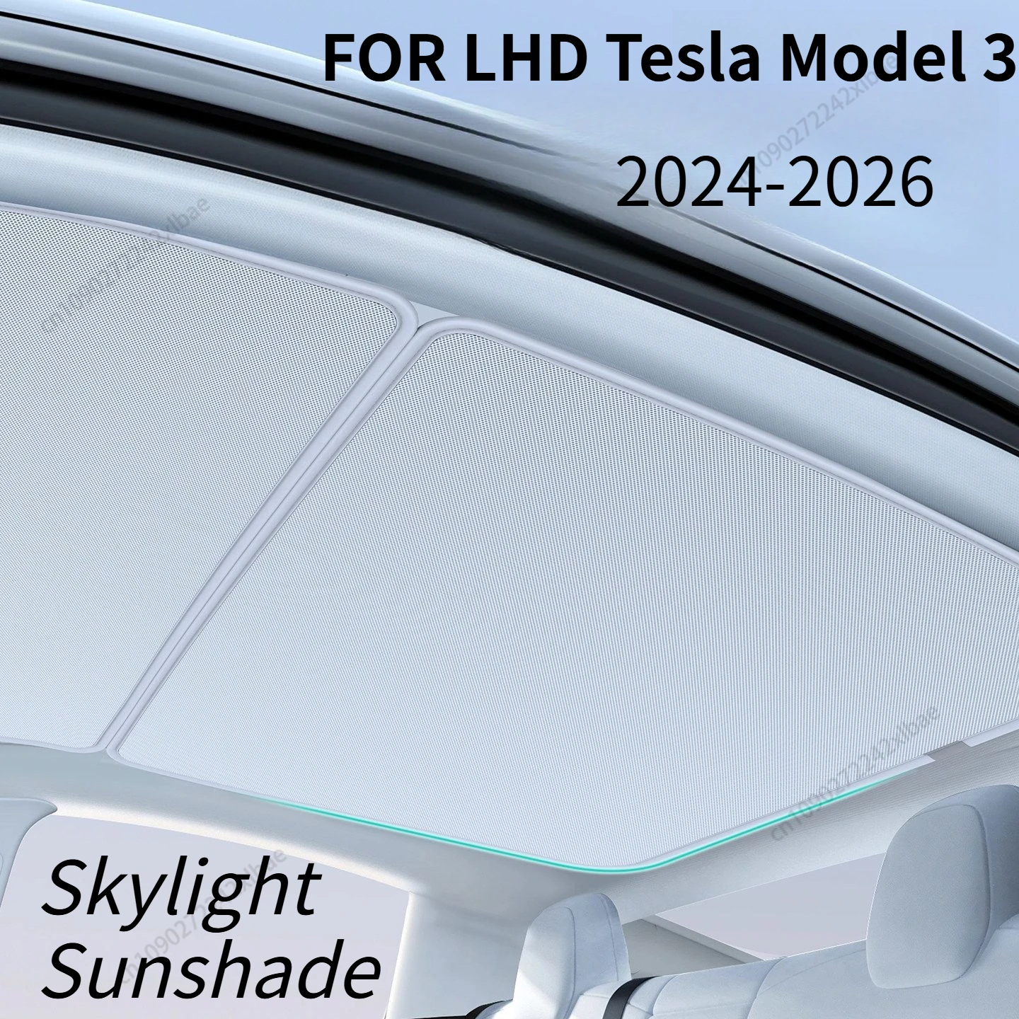 

Upgraded Sunroof Sunshade Car Heat & Sun Protection Panoramic Roof Visor, FOR LHD Tesla Model 3 2024-2026 Silicone-Backed Suede