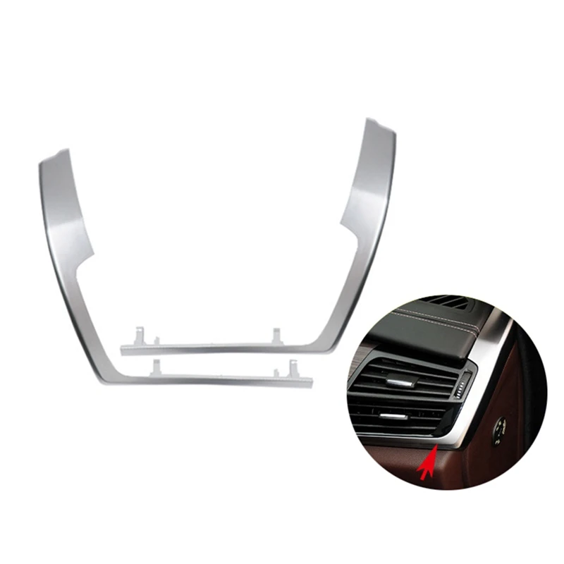 Ar condicionado frontal aberturas, moldura decorativa prateada, BMW X5, X6, F15, F16