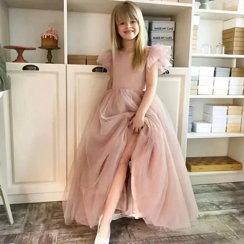 

Matching Banquet Party Dress Girls Birthday Princess Elegant Outfit Wedding Flower Girl Wear Children Performance Clothes