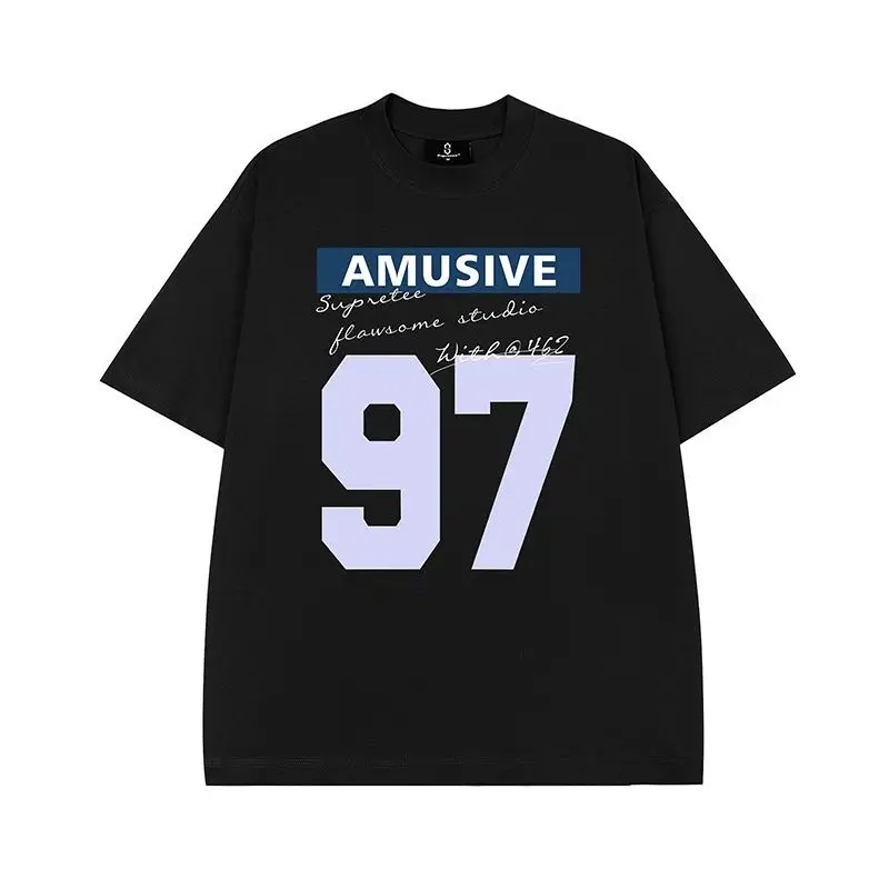 

Футболка Américain Décontracté À Manches Courtes Pour Hommes Et Femmes, Haut Ample En Pur Coton