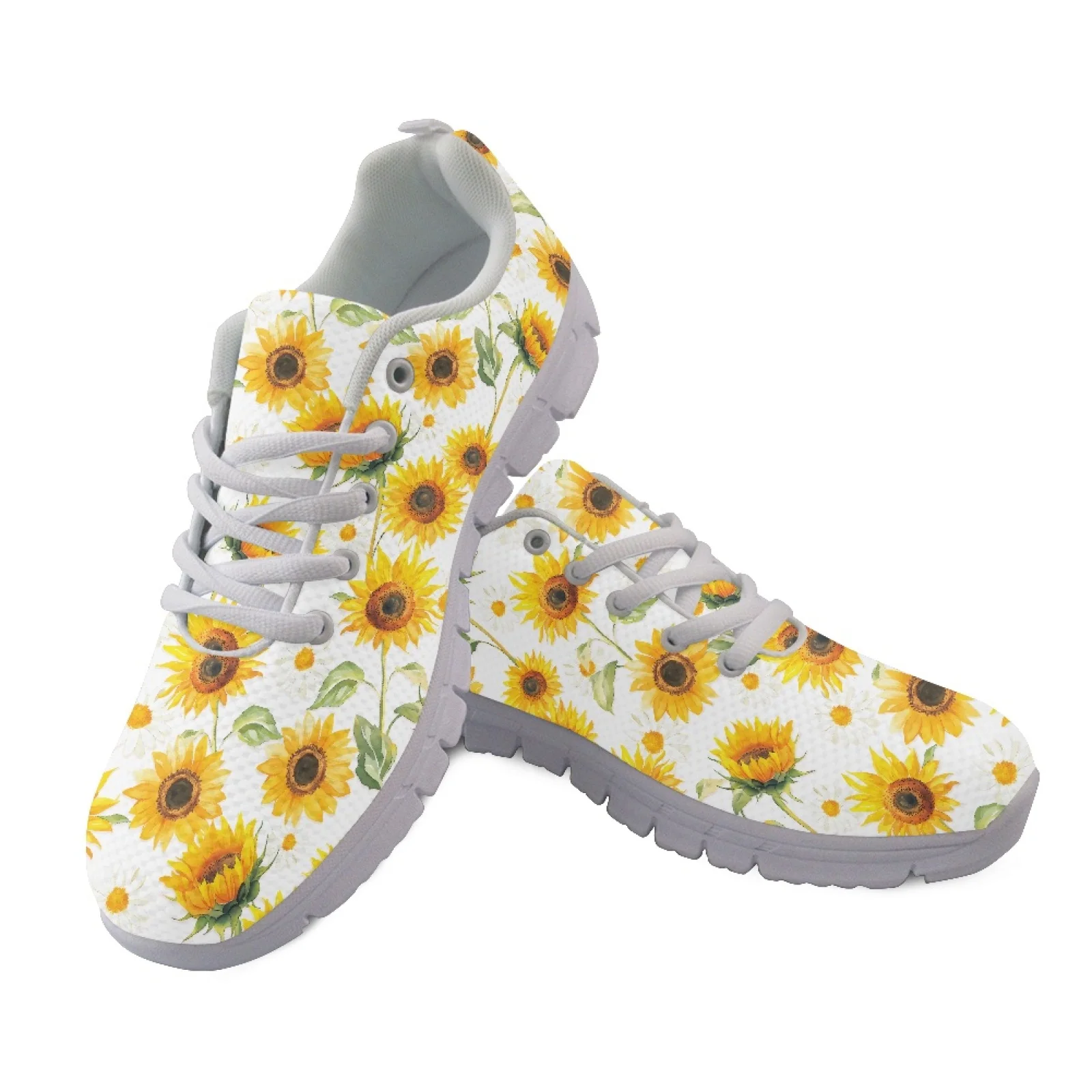 Coloranimal Daisy Music Notes Plank Running Shoes Mesh & EVA Sole Sports Tennis Shoes Soft Running Sneakers for Womens