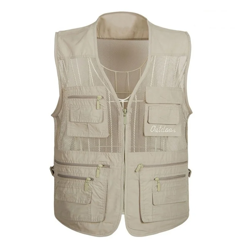 Quick-Drying Mesh Tactical Vest Ultralight Fishing Camping Men Waistcoats Breathable Photography Travel Vest with Multi Pockets