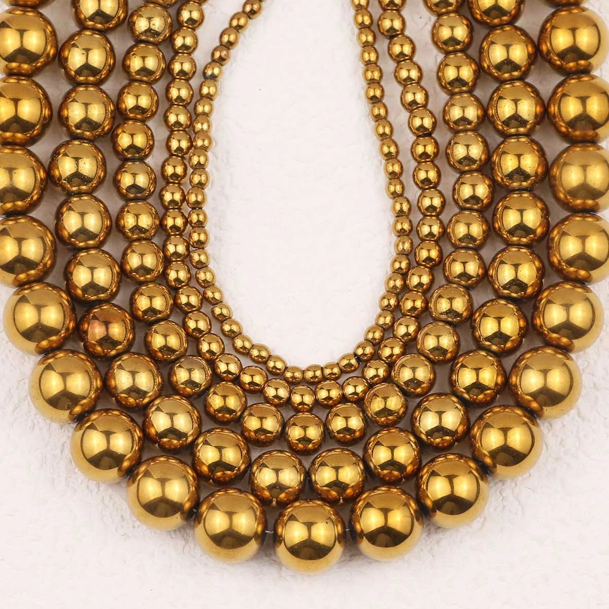 2-10mm Natural Hematite Stone Beads Gold Plated Round Loose Spacer Beads For Jewelry Making Diy Bracelets Necklaces Accessories