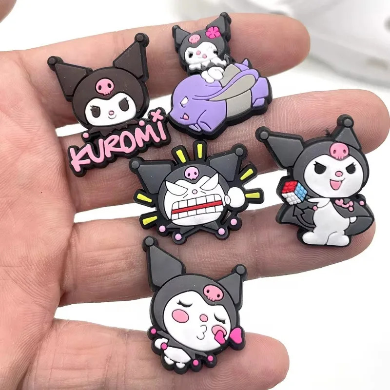 10 pçs pacote sanrio kuromi série sapato encantos para tamancos bolha slides sandálias pvc sapato decorações fivela acessórios para adolescente