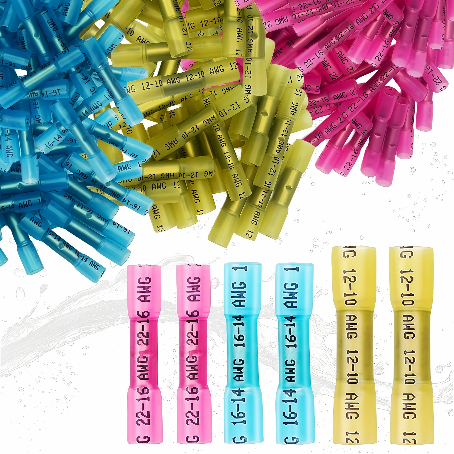 30Pcs Heat Shrink Butt Connectors - Waterproof Electrical Connectors Tinned Copper Wire Splice Terminals for Marine Automotive