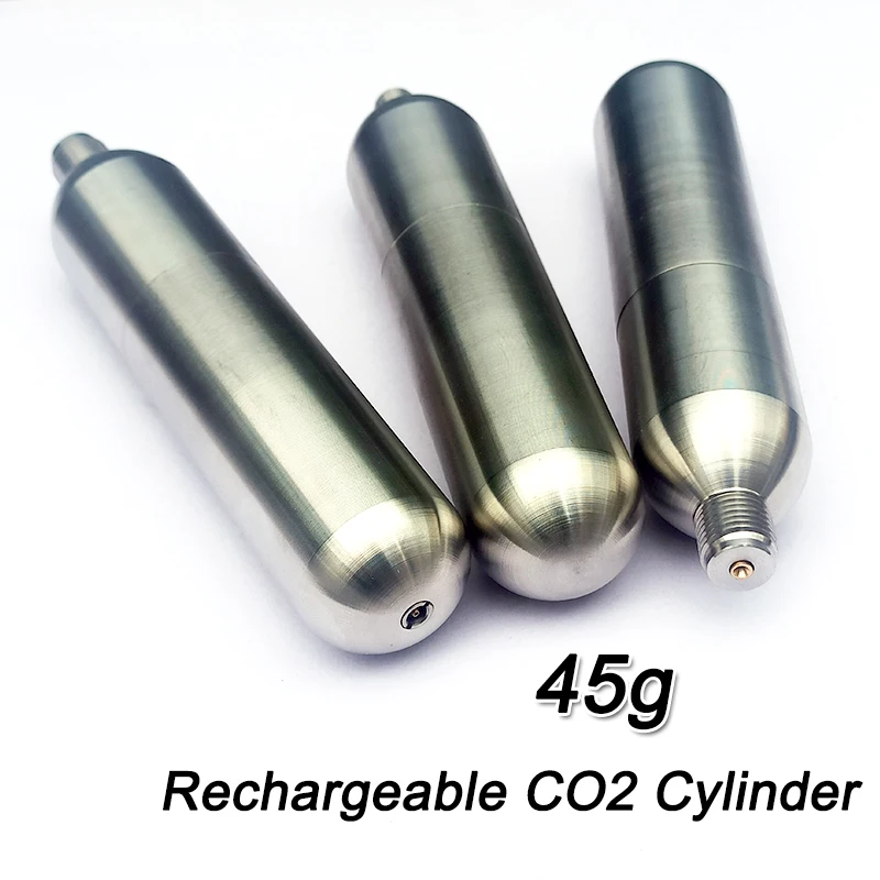 Cartucho de Co2 de acero inoxidable 304, cilindro recargable para accesorios de cocina, Bar, barril de cerveza, chaleco salvavidas, Airbag, 45g