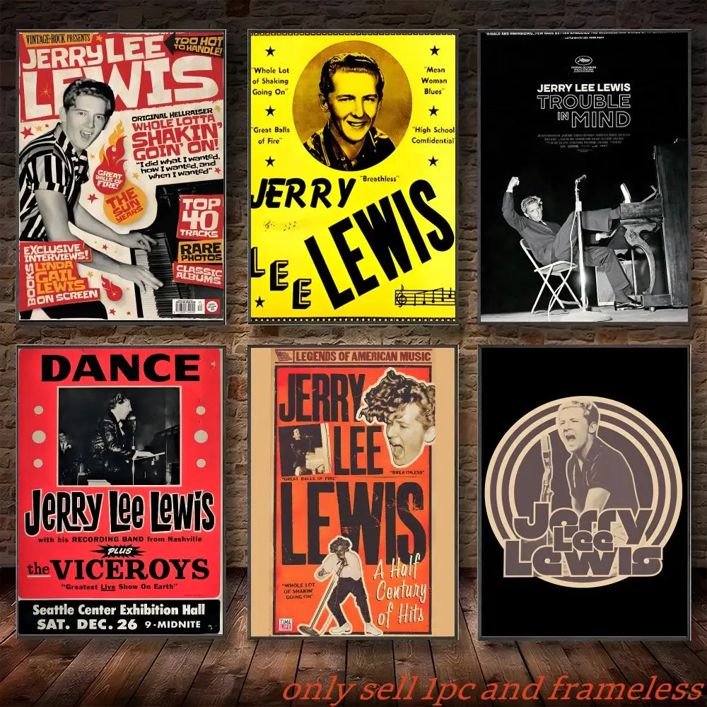 Music Singer J-Jerry Lee Lewis Poster Poster Painting Prints Wall Art Picture Film Room Home Bar Cafe Decor Mural
