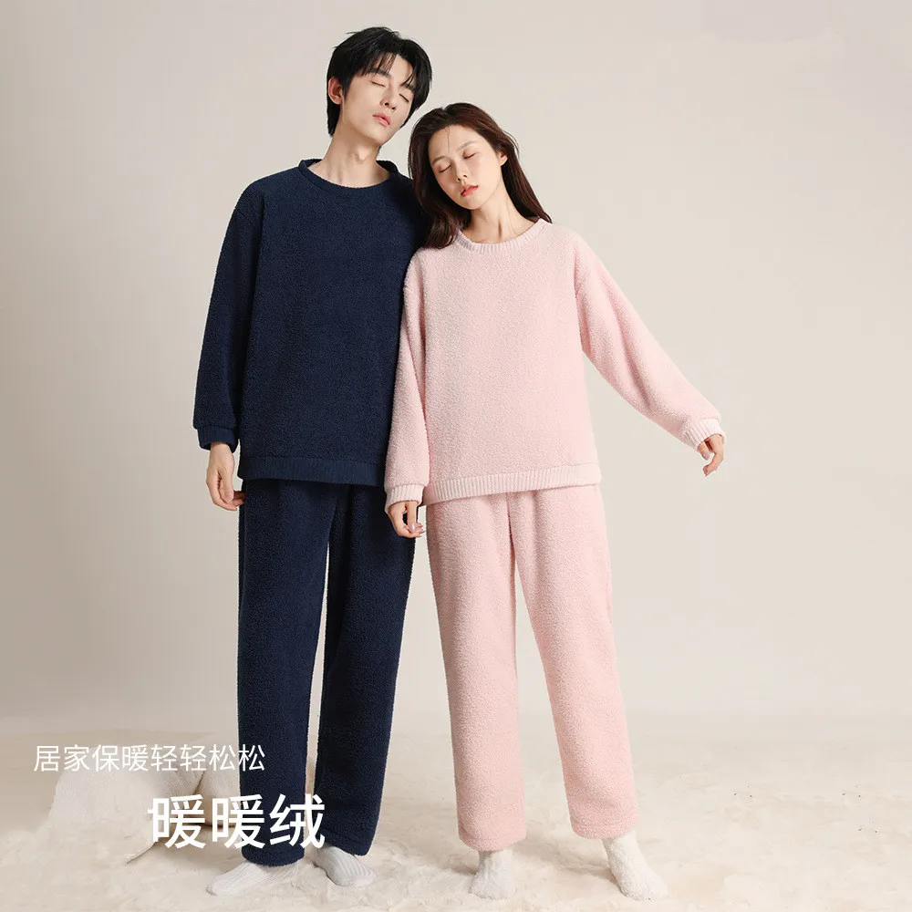 

Пижамный комплект для пар, коралловый флис, зимняя теплая одежда для сна, утепленная женская пижама с длинными рукавами, свободная одежда для сна, домашняя одежда, костюм