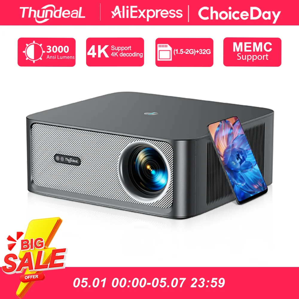 Портативный проектор ThundeaL TD98Pro 2K 4K Full HD Movie Gaming TD98 Pro 2G 32G Видео Домашний кинотеатр WiFi Android Проектор