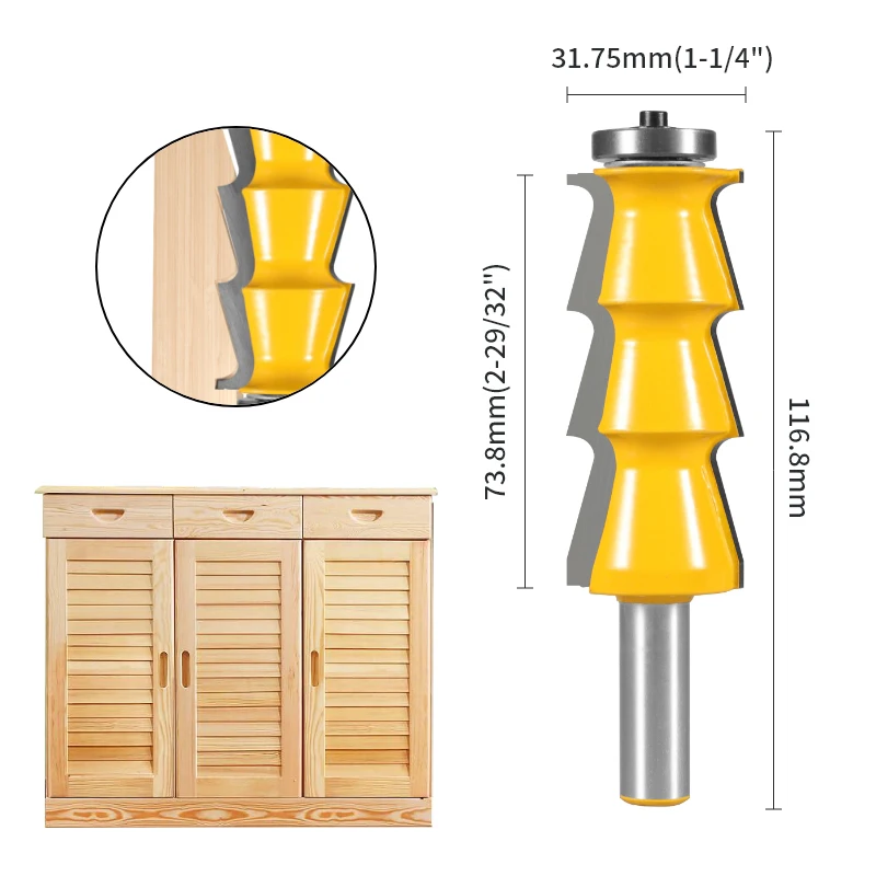 12MM 12.7MM Shank 1PC Louver Shutter Style Router Bit Woodworking Milling Cutters for Wood Face Mill End Mill