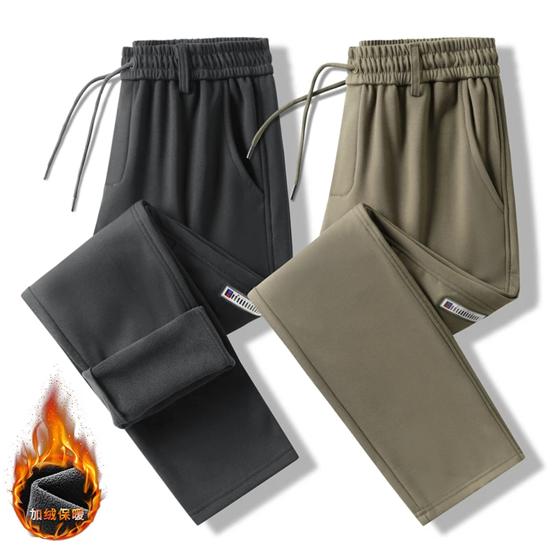 Winter Fleece Sweatpants Men Graphene Heating Big Size 7xl Thicken Warm Jogger Pants Zip Pockets Thermal Straight Track Trousers