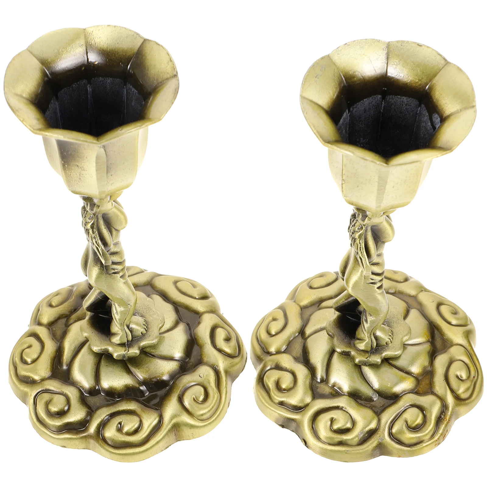 

2PCS Vintage Bronze C lesticks Zinc Alloy European Style C Holder for Home Party Romantic Dinner Table Top Adornment