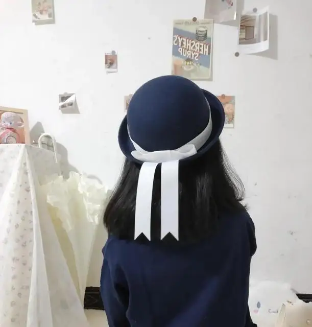 Lolita JK Uniform Bow Hat Kids Women Sweet Streamer Sailor Hat Japan Kawaii Bowknot Cute Beret Painter Hat