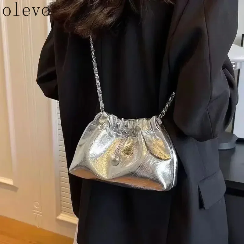 

Женская новая роскошная сумка-ведро серебристого цвета с регулируемой цепочкой и шнурком, универсальная сумка на плечо