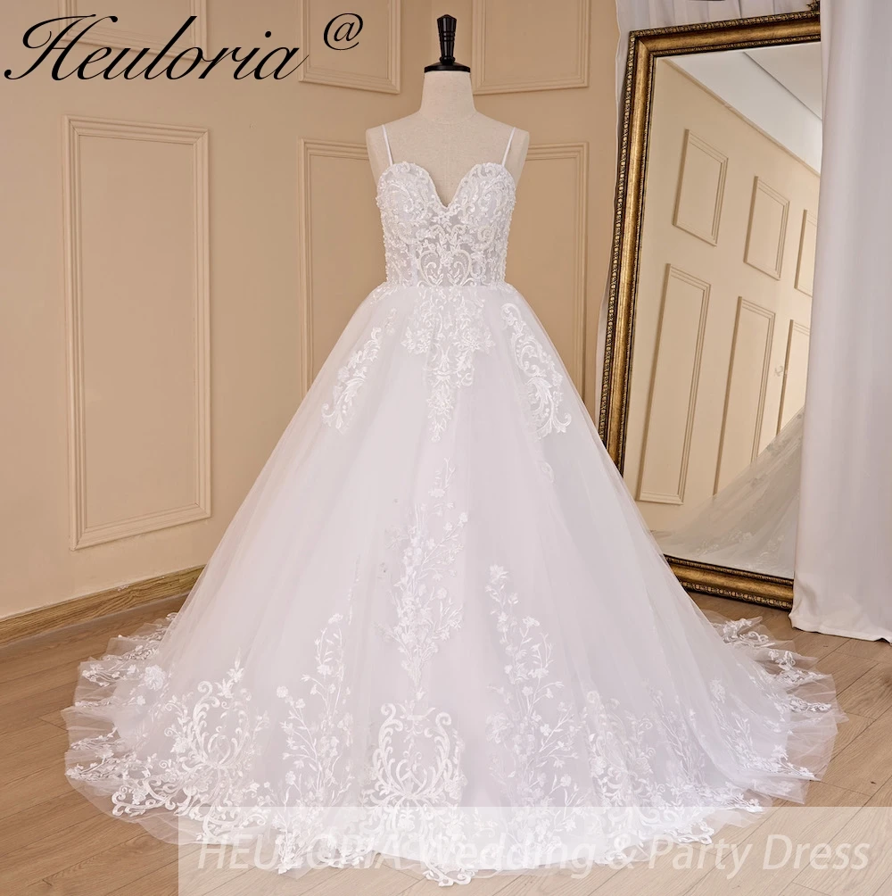 HEULORIA Elegant lace beading Boho Wedding Dress A line sweetheart  long train Wedding Bridal dress