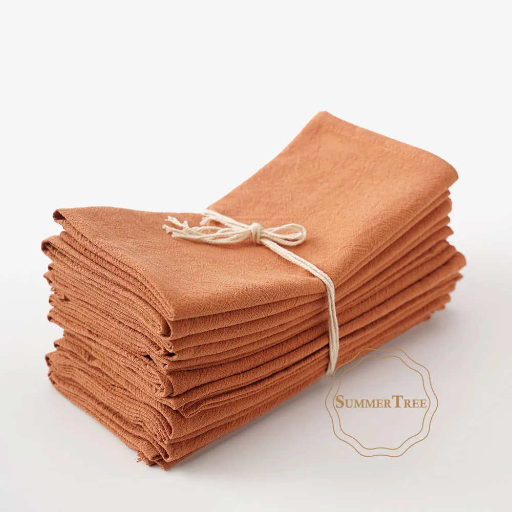 10 Pack 40cm X 40cm Cloth Napkins Washed Plain Cotton Dinner Table Napkin Place Mats for Wedding Christmas Party Decoration