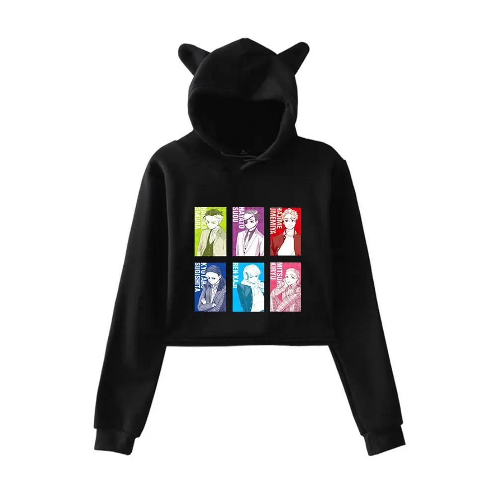 Disjuntor de vento merch vintage 90s streetwear logotipo moletom com capuz para meninas gato orelha colheita moda esportes pulôver