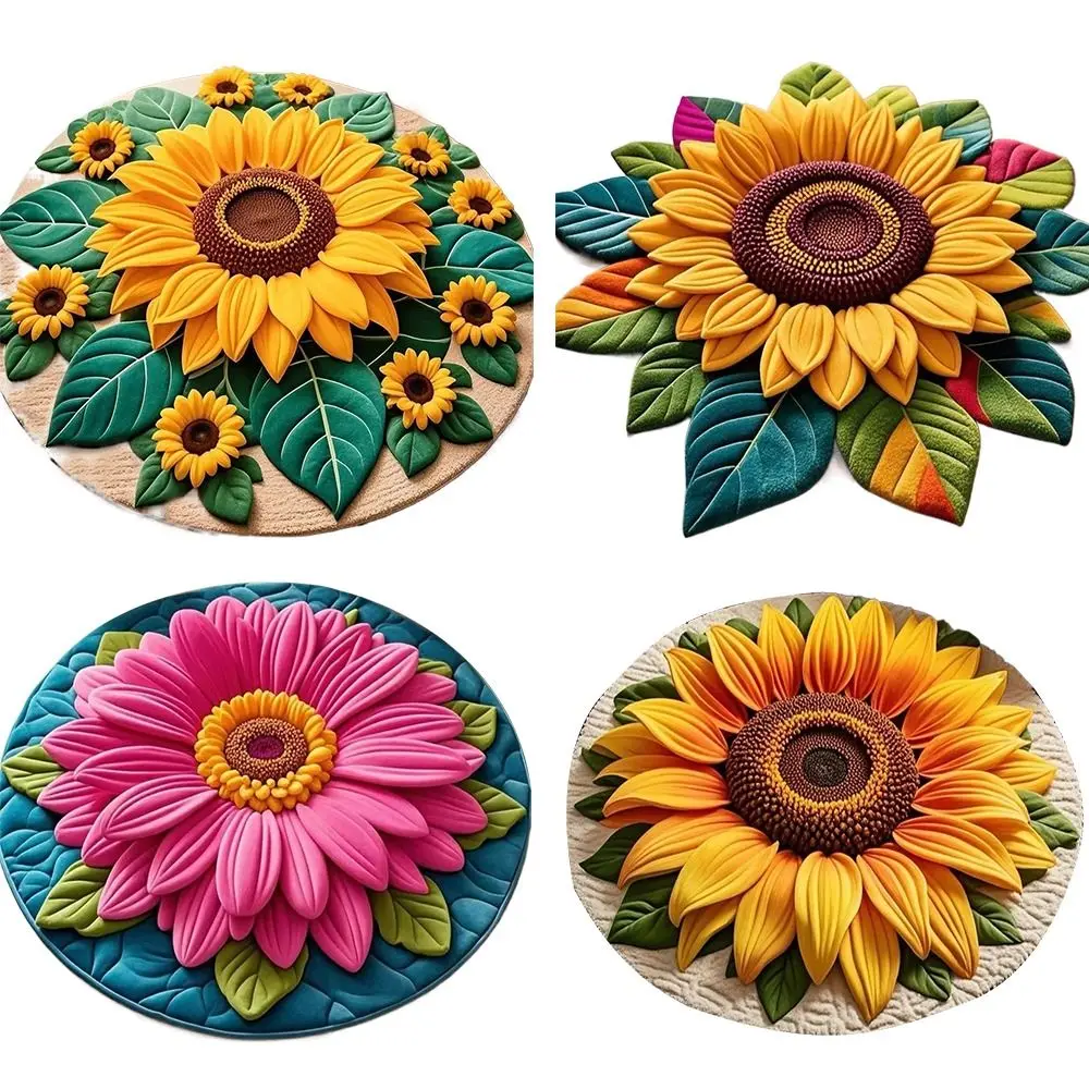 Special-shaped Sunflower Carpet Non-slip Absorbent Sunflower Mat 60x60cm Soft Door Gasket for Living Room Tea Table Bedside