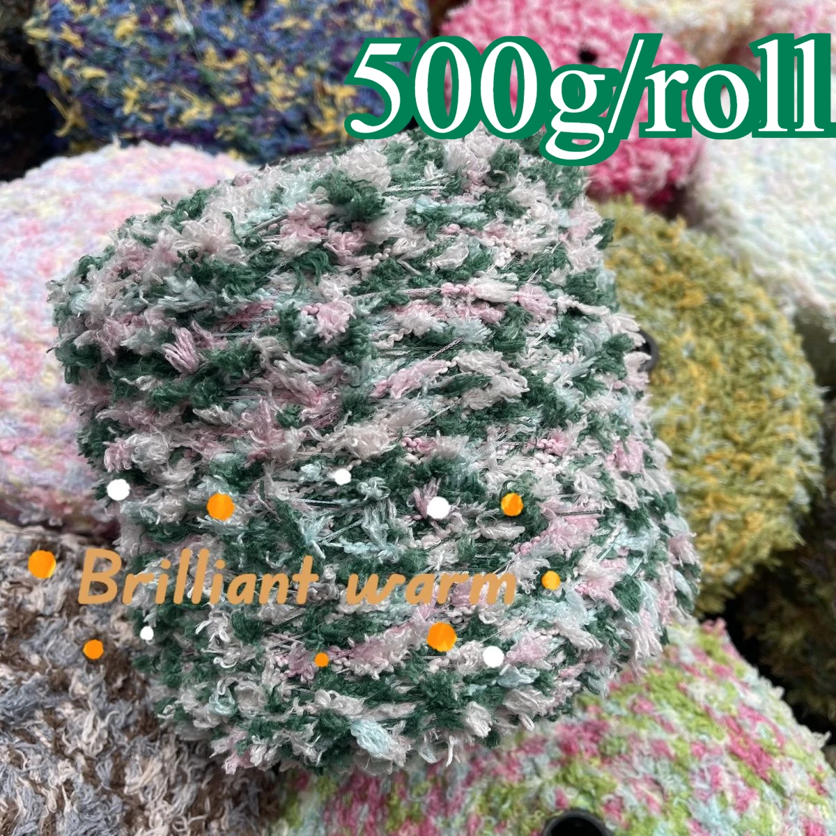 

500g Section Dyed Feather Bean Yarn，special Popcorn Fishtail Yarn，hand-woven Diy Sweater Bag Coat Doll Mixed Thread