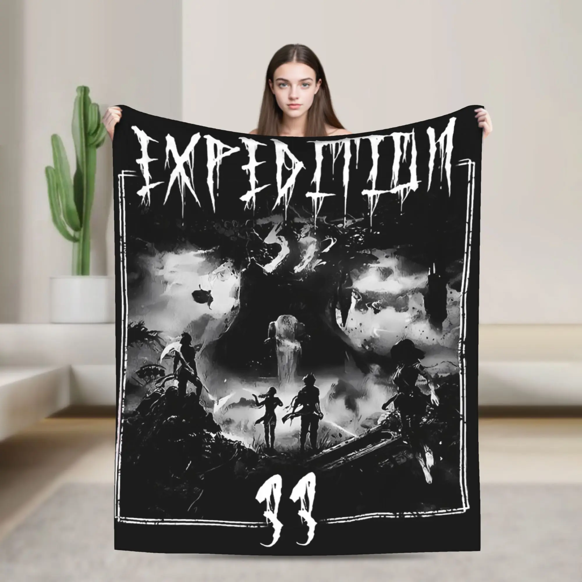 Expedition 33 Videogame Inspired Metal Band Knitted Blankets Clair Obscur  Plush Throw Blankets Ultra-Soft Warm Bedspreads