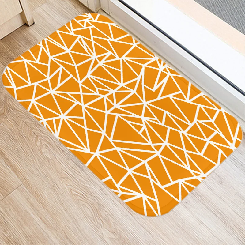 Fashion Orange Geometric Pattern Entrance Door Mat Bathroom Kitchen Anti-Slip Floor  Indoor Room Home Decor Non-Slip Rug