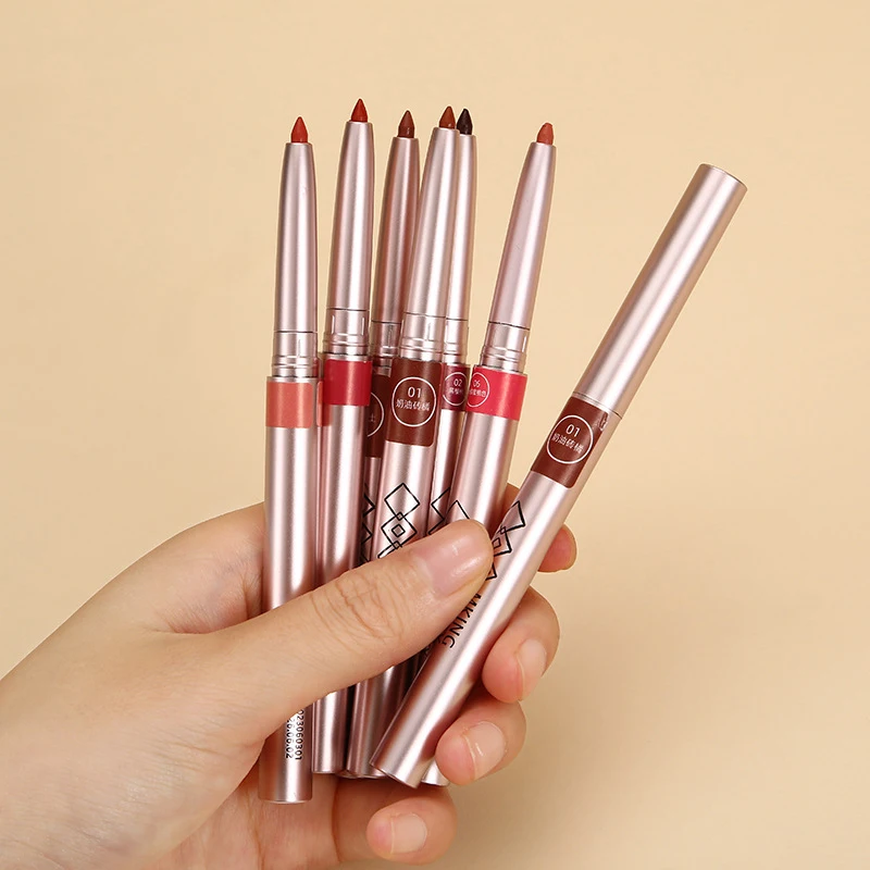 6 สีหมุน Lip Liner ลิปสติกปากกากันน้ํา Lasting Plump ลิปสติก Natural Outline Lips Contour Line แต่งหน้า Lipliner ปากกา