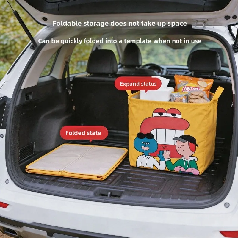 Waterproof, Foldable, Cute Cartoon-Printed Trunk Organizer—The Ultimate Solution for Organizing Car Clutter