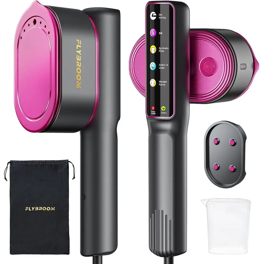 

Портативный отпариватель и утюг 2-в-1, 1200 Вт, нагрев за 13 секунд, LED-дисплей, 5 режимов, большая керамическая нагревательная панель, резервуар 110 мл, для одежды